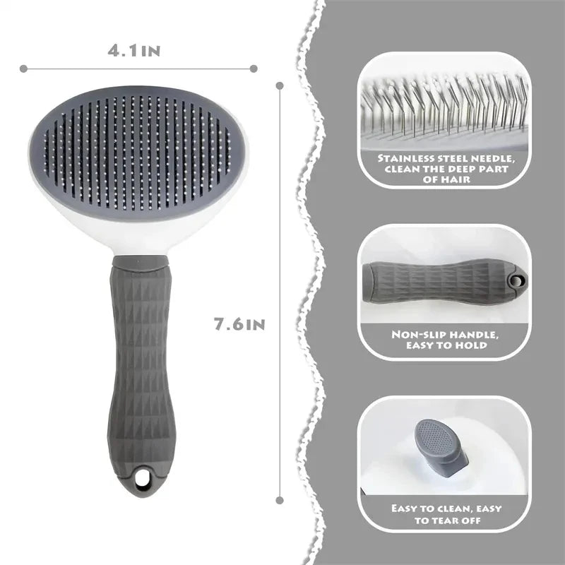 Self-Cleaning Slicker Brush — Effortless Deshedding for Cats & Dogs