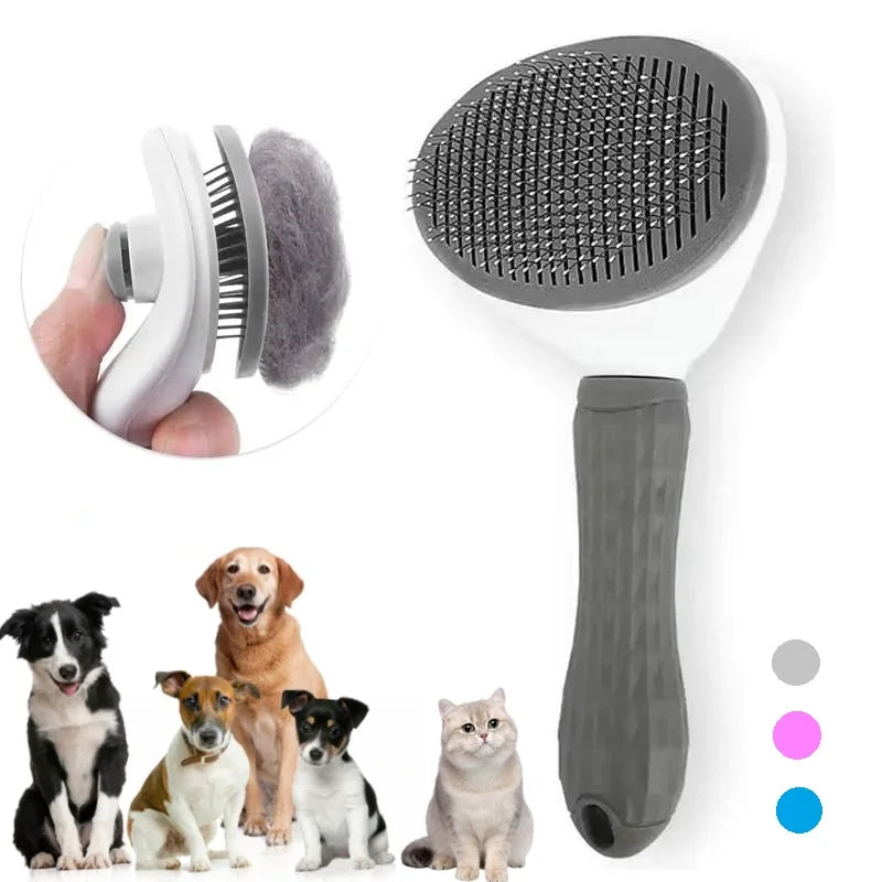 Self-Cleaning Slicker Brush — Effortless Deshedding for Cats & Dogs