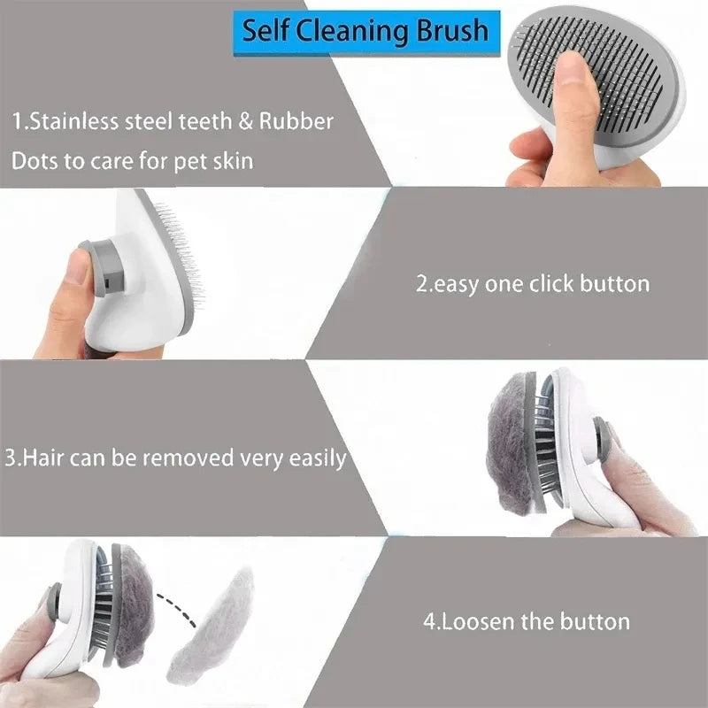 Self-Cleaning Slicker Brush — Effortless Deshedding for Cats & Dogs
