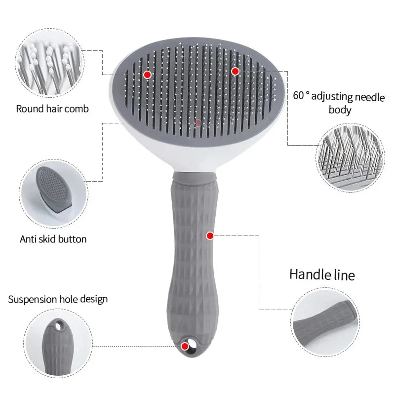 Self-Cleaning Slicker Brush — Effortless Deshedding for Cats & Dogs